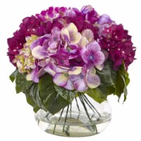 Nearly Natural 1364-BU Multi-Tone Hydrangea with Vase
