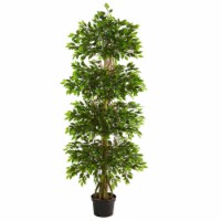 Nearly Natural 5492 6 ft. Four Tier Mini Ficus Artificial Tree UV Resistant