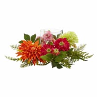 Nearly Natural 4237 17 in. Mixed Floral & Dahlia Candelabrum