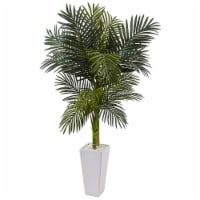 Nearly Natural NEN-5994-IFS 5 ft. Silk Golden Cane Palm Tree in White Tower Planter