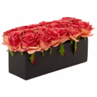 6-in Roses in Black Rectangular Planter Red