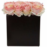 9-in Roses Arrangement in Black Vase Red
