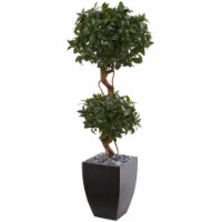 Nearly Natural 5829 4.5 ft. Sweet Bay Artificial Double Topiary Tree in Black Wash Planter