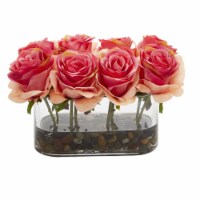 5.5-in Blooming Roses in Glass Vase Artificial Arrangement