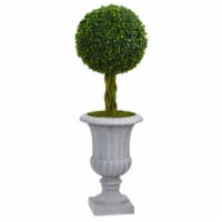 Nearly Natural 5891 3 ft. Braided Boxwood Topiary Artificial Tree in Gray Urn UV Resistant -