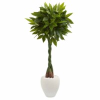 Nearly Natural 5720 4.5 ft. Money Artificial Tree in White Oval Planter - Real Touch