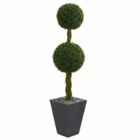 Nearly Natural 5726 5 ft. Double Ball Boxwood Topiary Artificial Tree in Slate Planter UV Res