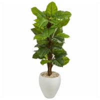 Nearly Natural 6438 5 ft. Large Leaf Philodendron Artificial Plant in White Oval Planter - Re