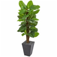 Nearly Natural 6443 5 ft. Large Leaf Philodendron Artificial Plant in Slate Planter - Real To