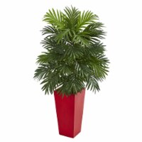 Nearly Natural 6489 Areca Palm Artificial Plant in Red Planter