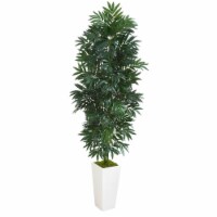 Nearly Natural 8083 5 ft. Bamboo Palm Artificial Plant in White Planter