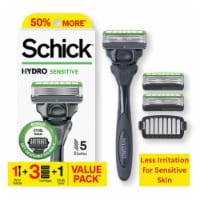 Schick Hydro Sensitive 5-Blade Razor for Men + 3 Refills with Flip-Back Precision Edger Perspective: Main