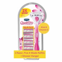 Schick Quattro For Women 4-Blade Razor + 5 Refills with Aloe & Vitamin E Perspective: Main