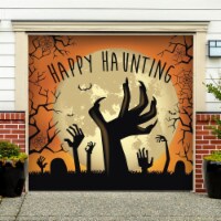 My Door Decor 285903HALL-007 7 x 8 ft. Happy Haunting Graveyard Zombie Hands Halloween Door M