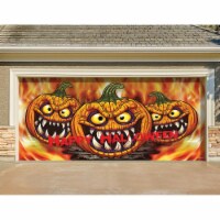 My Door Decor 285905HALL-001 7 x16 ft. Three Scary Pumpkins Outdoor Halloween Door Mural Sign