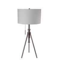 37 Inch Modern Table Lamp, Brushed Steel Tripod Stand- Saltoro Sherpi