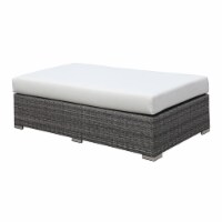 Faux Polyester and Aluminium Bench with Cushioned Seat, White and Gray- Saltoro Sherpi
