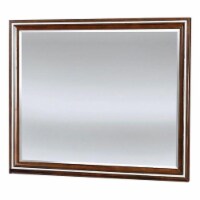 Wooden Beveled Mirror, Brown Cherry- Saltoro Sherpi