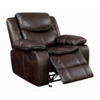 Leatherette Glider Recliner Chair With Large Padded Arms In Brown- Saltoro Sherpi