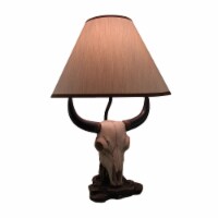 Cattle Ranch Decorative Bull Skull Table Lamp with Beige Fabric Shade