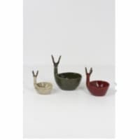 Kalalou CDV1655 9 x 6 x 11 in. Ceramic Deer Bowls - Set of 3