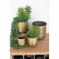 Set Of Four Metal Flower Pots - Aged Brass Finish