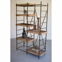 Kalalou CHW1044 44 x 16.5 x 64 in. Iron Shelving Unit with Six Adjustable Wooden Shelves