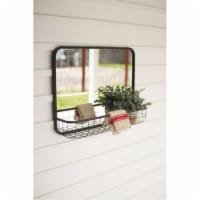 Rectangle Mirror With Wire Basket Shelf
