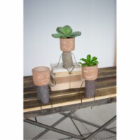 Kalalou H3529 6 x 6 x 7 in. Clay & River Rock Pot Head Shelf Sitters - Set of 3