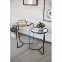 Set Of Two Metal Side Tables With Mirror Tops