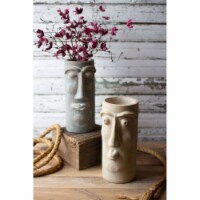 Set Of Two Clay Face Vases