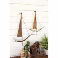 Kalalou CHE1383 Painted Metal Sailboat Wall Hanging, Multi Color - Set of 2