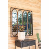 Four Oval Mirrors With Square Metal Frame