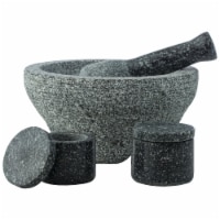 HealthSmart 4-piece Granite Molcajete Set, Mortar & Pestle with 2 Spice Containers