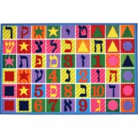 LA Rug FT-500 6810 6 ft.8 in. x 10 ft. Fun Time Hebrew Numbers & Letters Area Rug, Multi Colo