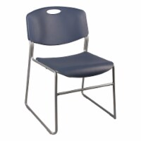 Heavy-Duty Plastic Stacking Chair with Navy Seat & Silver Mist Frame (Pack of 4)