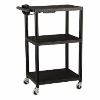 Adjustable-Height Mobile Black Plastic Utility AV Cart with Power Strip