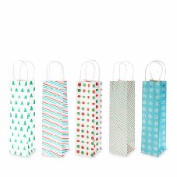 Holiday 5-pack Kraft Single-Bottle Wine Bags by Cakewalk