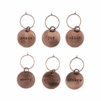Twine 5827 Rustic Holiday Brushed Copper Wine Charms - Set of 6