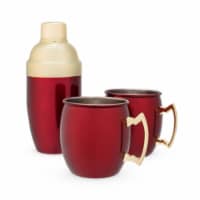 Twine 7660 Rustic Holiday Mule Mug & Cocktail Shaker Gift Set, Red - Set of 3