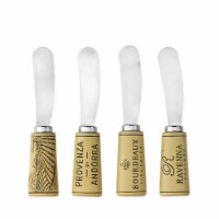 Twine 7677 Grapevine Cork Handled Cheese Spreader Set, Silver - Set of 4