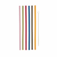 Silicone Straws, Set of 6 with Cleaning Brush by True