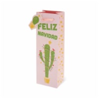 True Fabrications Feliz Navidad Cactus Single Bottle Wine Bag - Pink