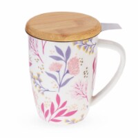 Pinky Up 8182 12 oz Bailey Botanical Bliss Ceramic Tea Mug & Infuser, Multicolor