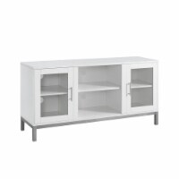 Walker Edison 52  Avenue Wood TV Console with Metal Legs - White