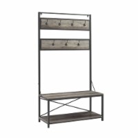 72  Industrial Metal and Wood Hall Tree - Grey Wash