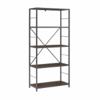 60  Rustic Metal and Wood Media Bookshelf in Dark Walnut