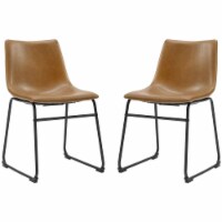 Walker Edison 18  Faux Leather Dining Chair in Whiskey Brown (Set of 2)