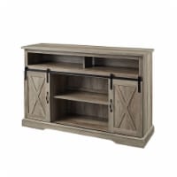 Walker Edison 52 Rustic Wood & Metal Sliding Barn Door Highboy TV Stand in Gray