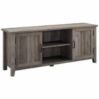 58  MDF Modern Farmhouse Grooved 2 Door TV Stand - Grey Wash